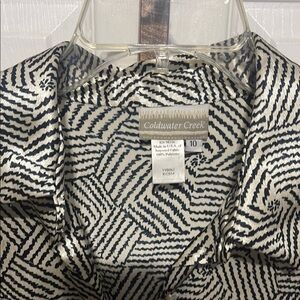 Coldwater Creek Black and White Patterned Blouse